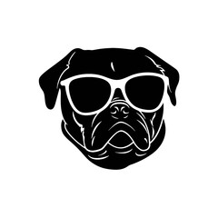 Pug dog. Head of an pug. Pets for design. Vector graphics to design.