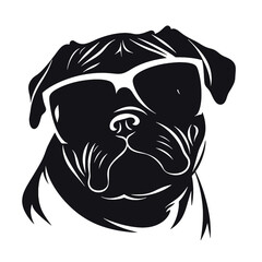 Pug dog. Head of an pug. Pets for design. Vector graphics to design.