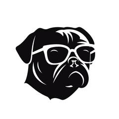 Pug dog. Head of an pug. Pets for design. Vector graphics to design.