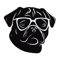 Pug dog. Head of an pug. Pets for design. Vector graphics to design.