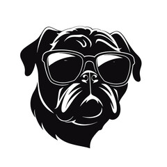 Pug dog. Head of an pug. Pets for design. Vector graphics to design.