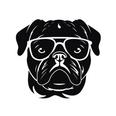 Pug dog face isolated on a white background, Vector, Illustration.