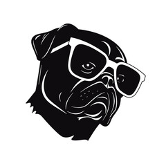 Pug dog face isolated on a white background, Vector, Illustration.