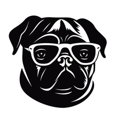 Pug dog face isolated on a white background, Vector, Illustration.