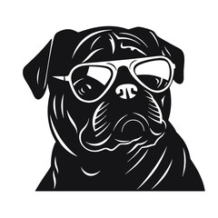 Pug dog face isolated on a white background, Vector, Illustration.