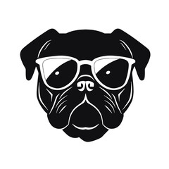 Pug dog face isolated on a white background, Vector, Illustration.