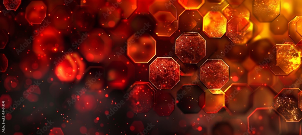 Poster vibrant neon hexagons pattern against a dark backdrop for contemporary design projects and concepts