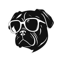 Pug dog face isolated on a white background, Vector, Illustration.