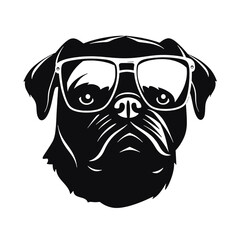 Pug dog face isolated on a white background, Vector, Illustration.