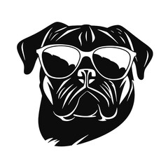 Pug dog face isolated on a white background, Vector, Illustration.