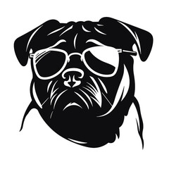 Pug dog face isolated on a white background, Vector, Illustration.