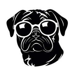 Pug dog face isolated on a white background, Vector, Illustration.