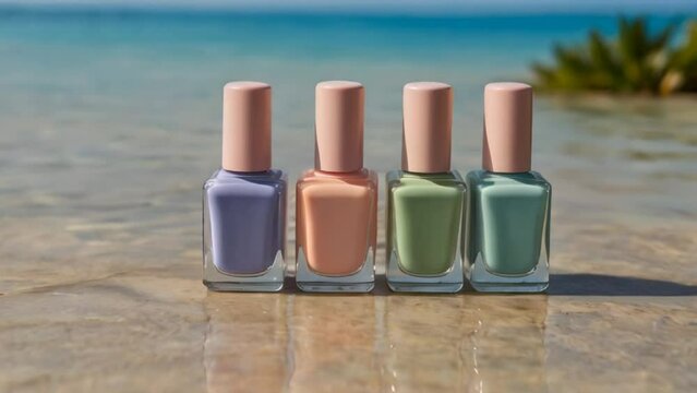 Nail polish on sea water, creative product photography concept