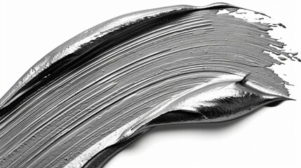 Elegant silver paint stroke isolated on white background for design projects and artistic concepts