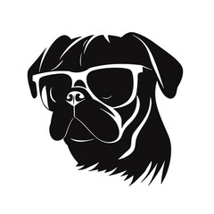 cute funny pug wearing sunglasses illustration, cool pug sketch
