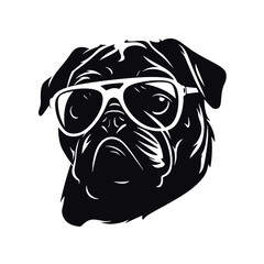  portrait of Playful Pug Illustration 