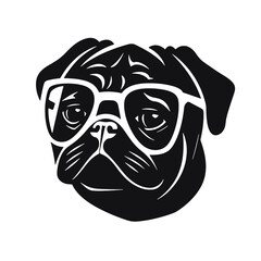  portrait of Playful Pug Illustration 
