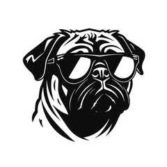  portrait of Playful Pug Illustration 