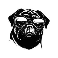  portrait of Playful Pug Illustration 