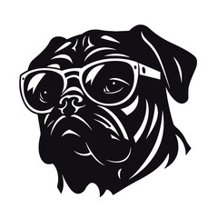  portrait of Playful Pug Illustration 