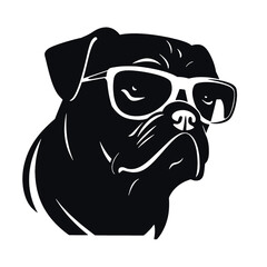  portrait of Playful Pug Illustration 