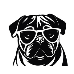  portrait of Playful Pug Illustration 