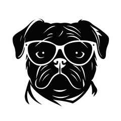  portrait of Playful Pug Illustration 