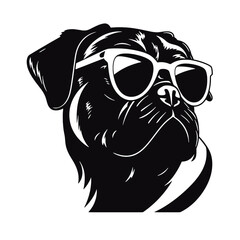  portrait of Playful Pug Illustration 