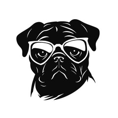  portrait of Playful Pug Illustration 