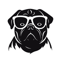  portrait of Playful Pug Illustration 