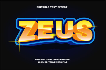 Zeus gold light color 3d editable text effect template
