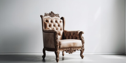 Luxury antique armchair in the interior of white room