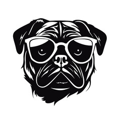 cool pug wearing sunglasses vector illustration
