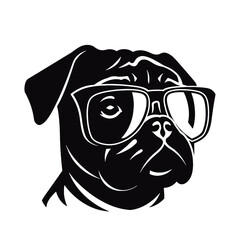 cool pug wearing sunglasses vector illustration