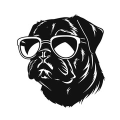 cool pug wearing sunglasses vector illustration