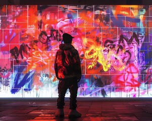 Virtual Graffiti Vandal painting the digital walls with vibrant