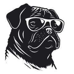 Fototapeta premium cool pug wearing sunglasses vector illustration