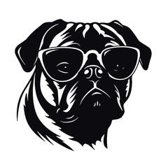 cool pug wearing sunglasses vector illustration