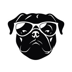 cool pug wearing sunglasses vector illustration