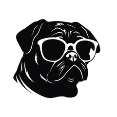 cool pug wearing sunglasses vector illustration