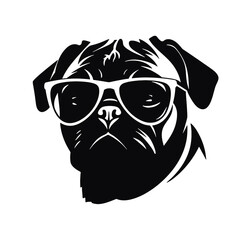 cool pug wearing sunglasses vector illustration