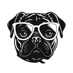 cool pug wearing sunglasses vector illustration