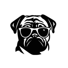 pug - Vector black dog silhouette isolated