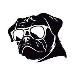 pug - Vector black dog silhouette isolated
