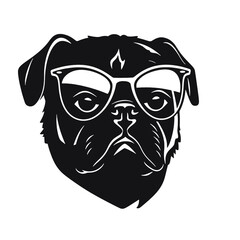 pug - Vector black dog silhouette isolated