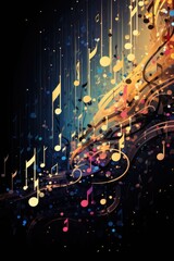 Melody, music note shape background.
