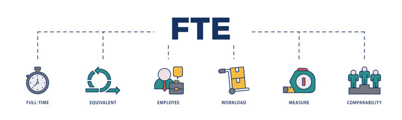 FTE icons process structure web banner illustration of defi, white paper, play to earn, digital token, nft, blockchain, pool rewards and staking icon live stroke and easy to edit 