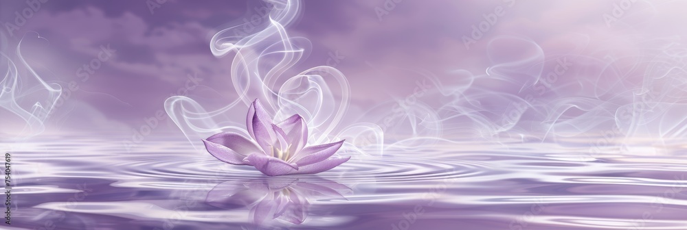 Poster dreamy abstract spring background with lavender and cream gradients and wispy clouds