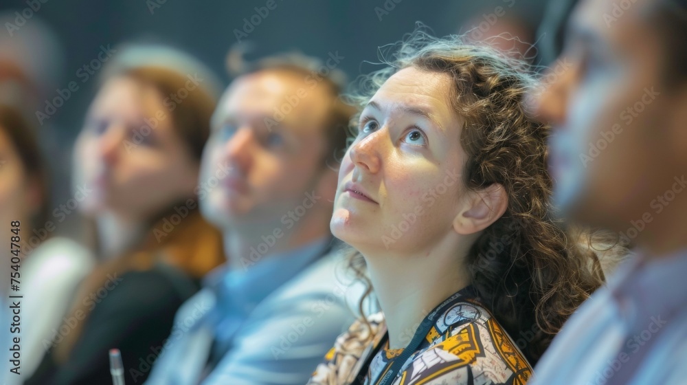 Poster attendees eagerly take notes and ask questions during a workshop eagerly absorbing new knowledge and
