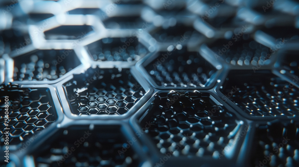 Poster a macro closeup of a futuristic smarch emphasizing the use of graphene technology to revolutionize d